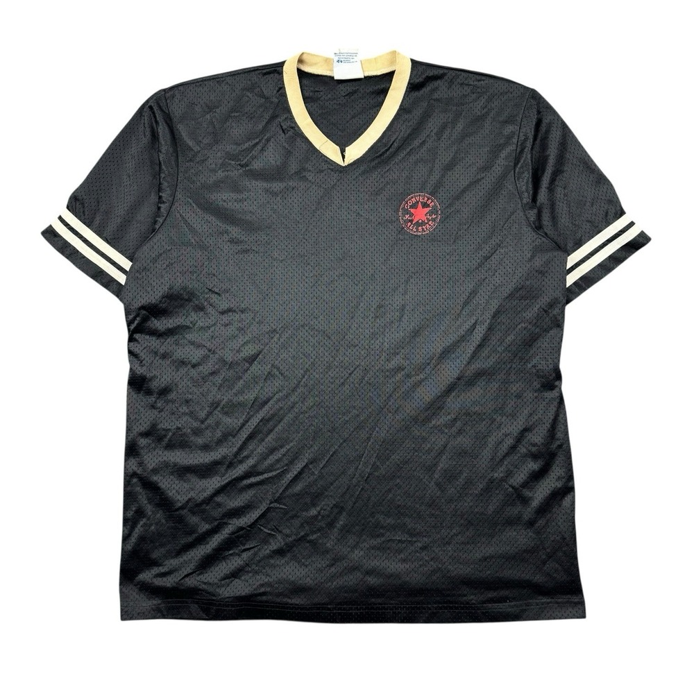 Vtg 90s Converse Chuck Taylor Mesh Jersey Shirt Men's XXL Black Sportswear